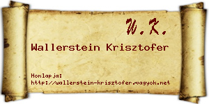 Wallerstein Krisztofer névjegykártya